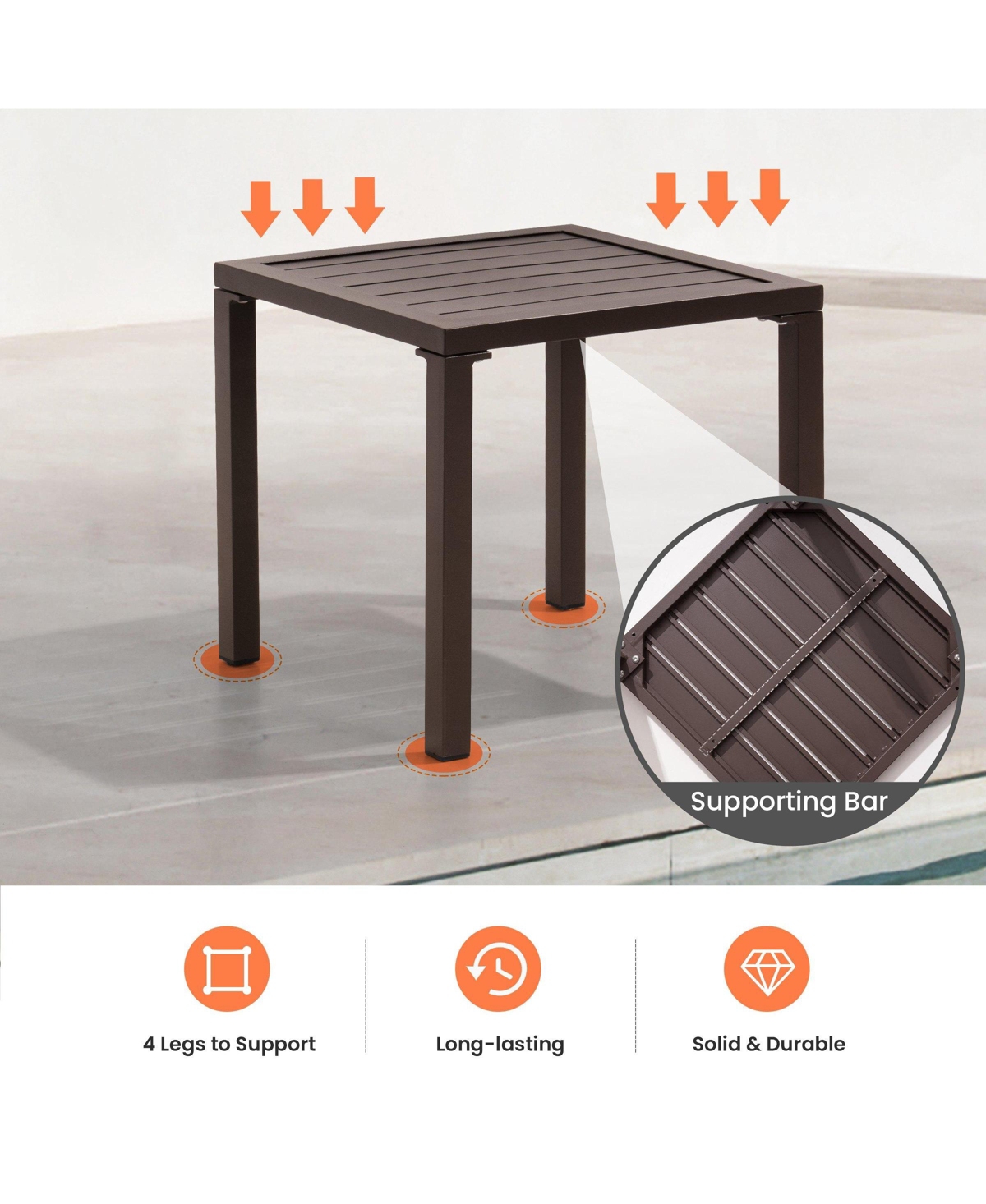 Pellebant Outdoor End Table Aluminum Square Patio Side