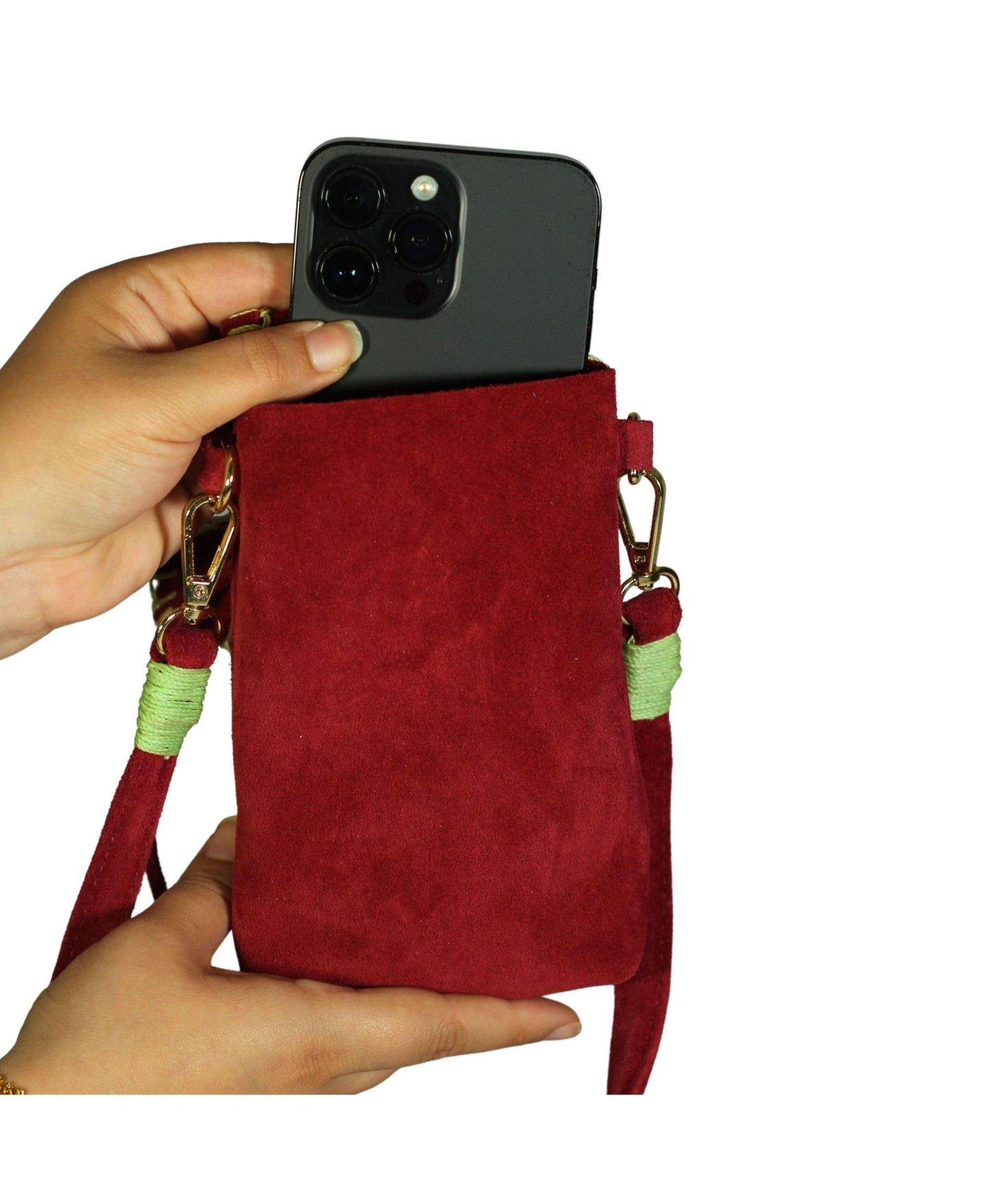 Сумка Carlos Falchi Cell Phone Butterfly Suede Leather, цвет: Malbec — фото 3