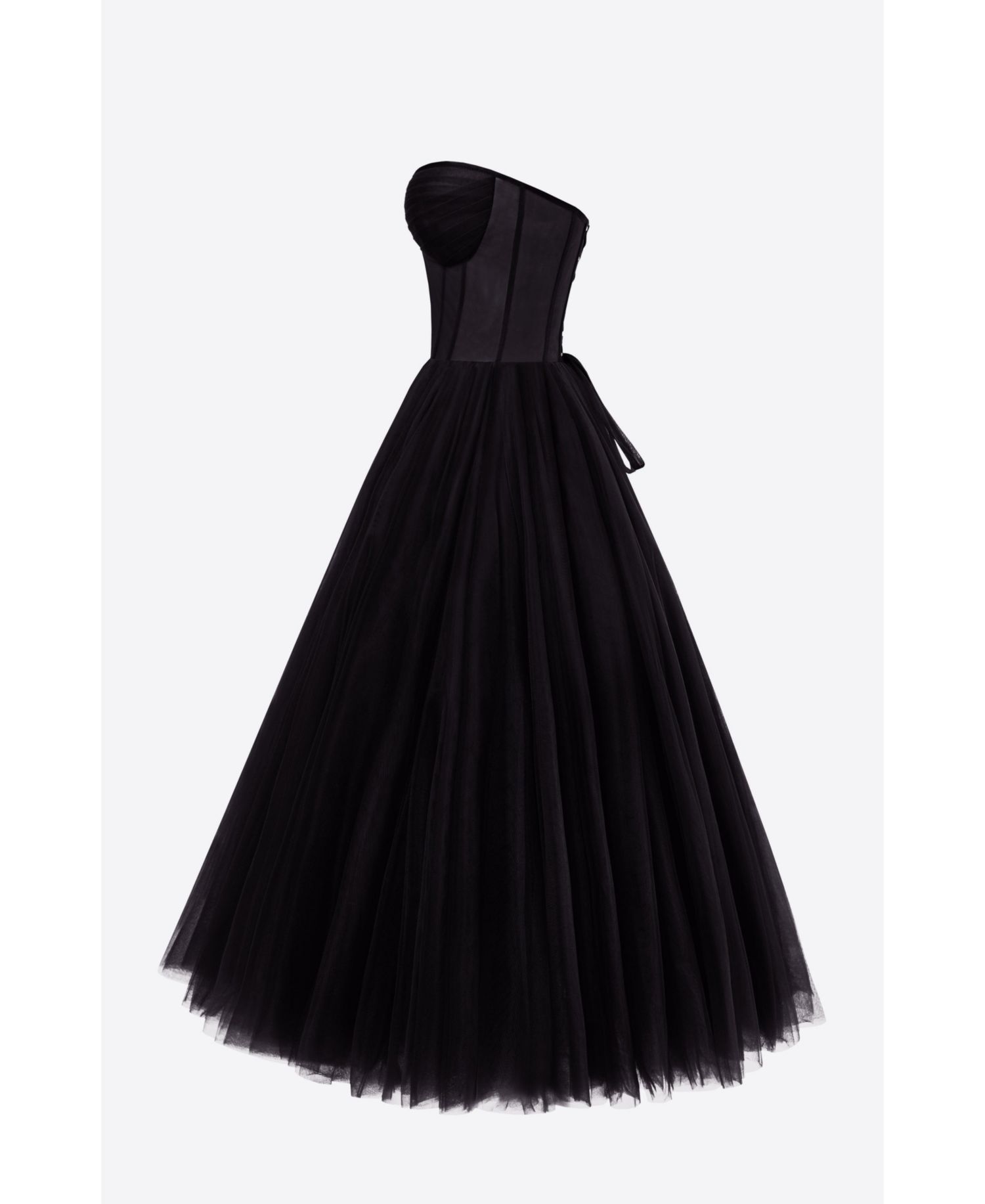 Women's Strapless Puffy Tulle Midi Formal Occasion Dress