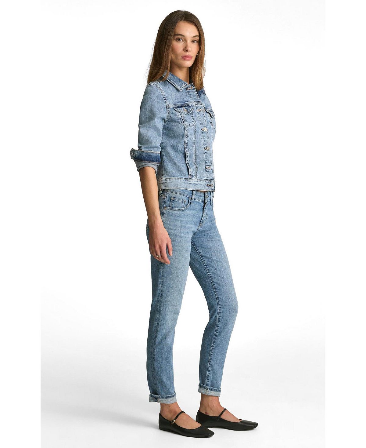 Mavi Jeans Women's Emma Mid Rise Boyfriend In Lt Brushed Flex Blue view 2 — MAYCSS fashion products