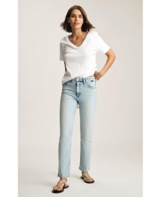 Women's New York High Rise Straight Leg In Lt Brushed Classic Blue