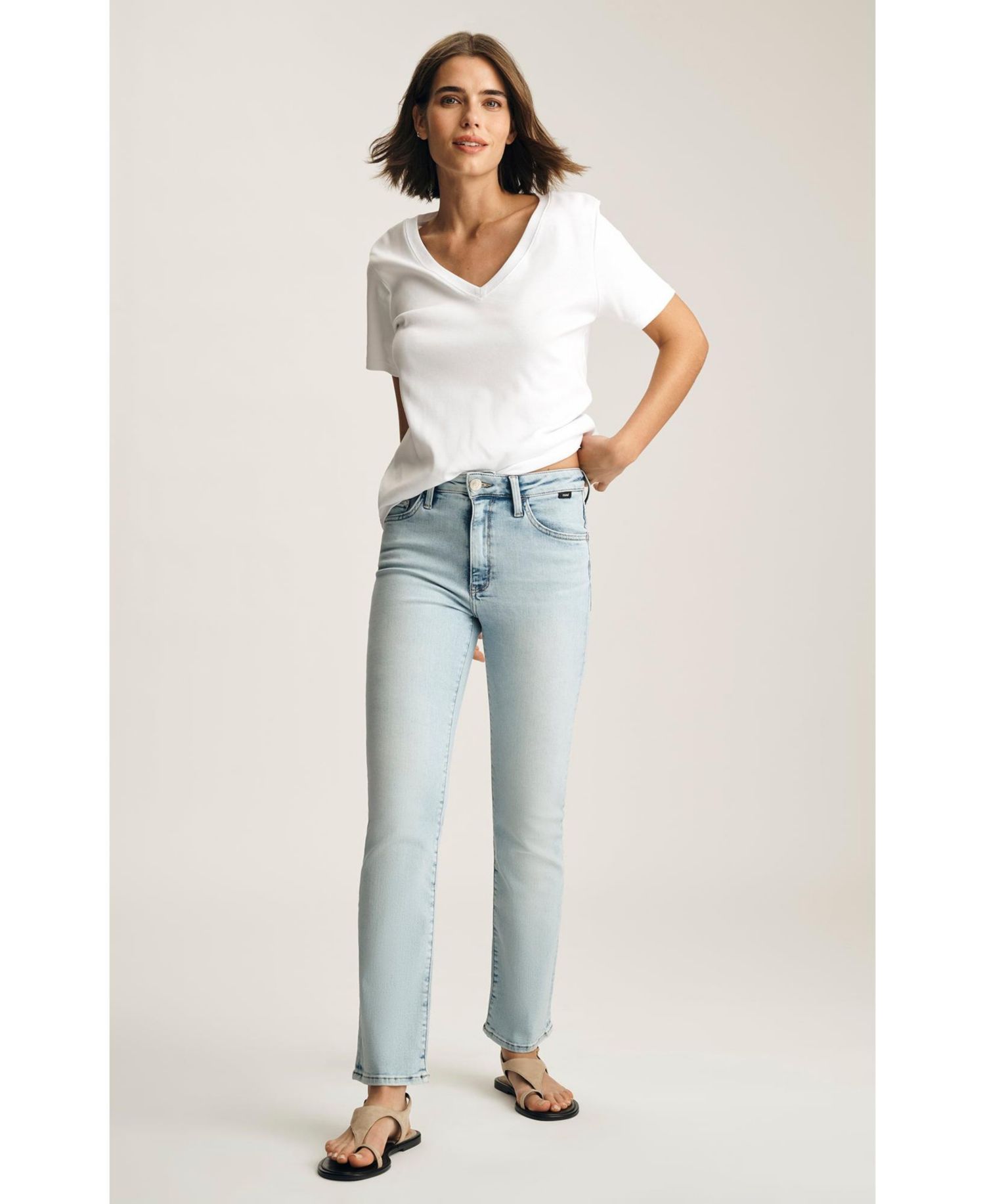 Women's New York High Rise Straight Leg In Lt Brushed Classic Blue