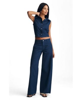 Women's Siena High Rise Wide Leg In Chino Dark Linen Denim