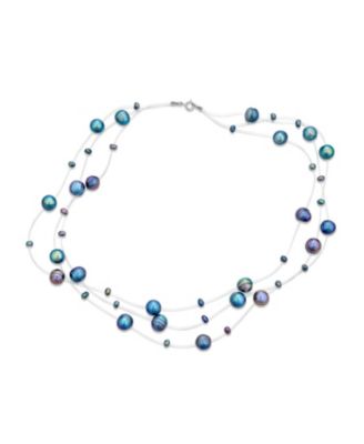 Multi Strand Pearl Illusion Necklace Choker Freshwater Cultured