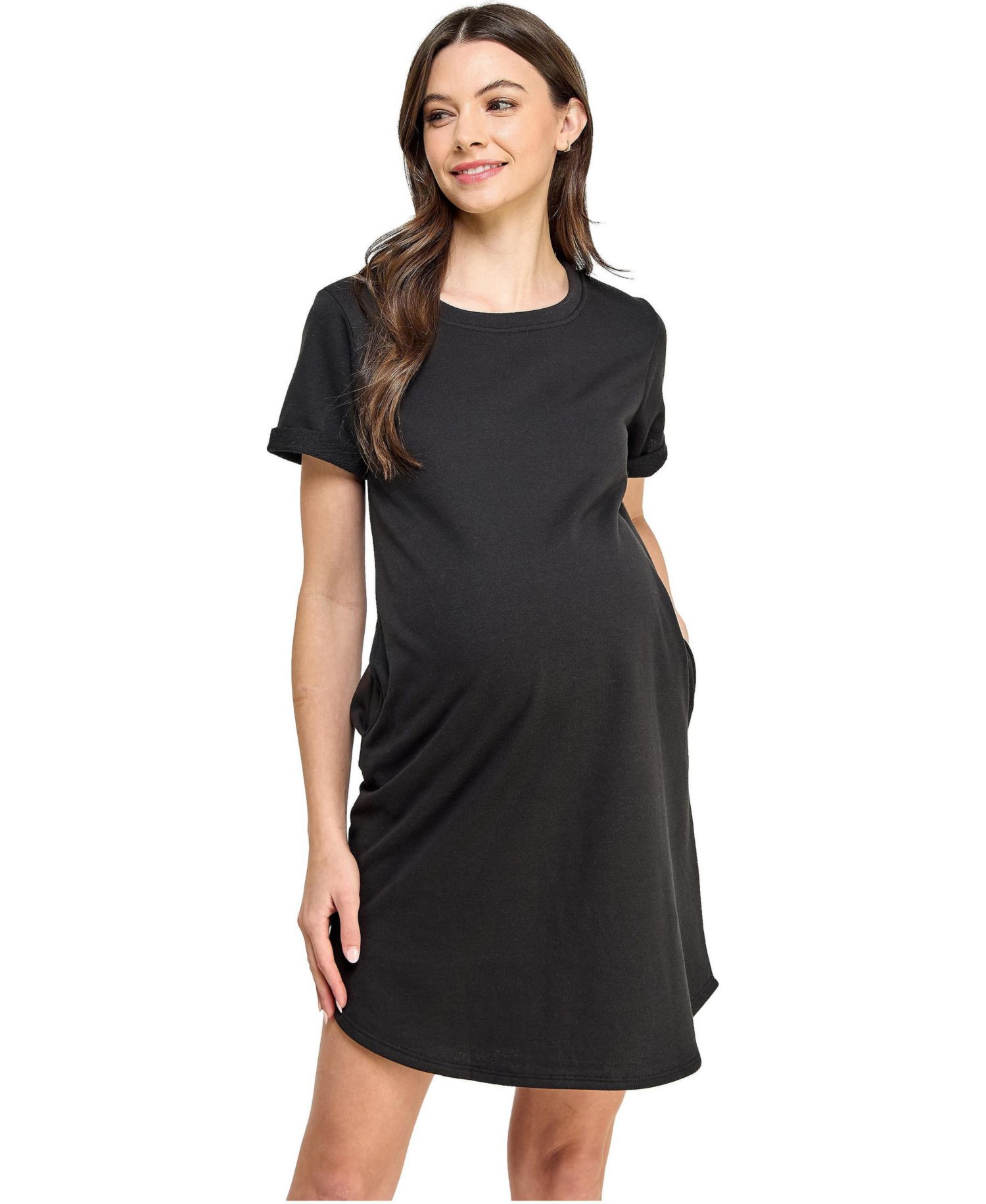 Women's Short Sleeve T-Shirt Dress with Pockets