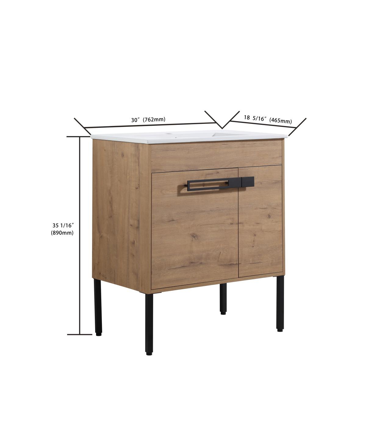 Sillysis Modern Bathroom Vanity with Ceramic Sink, Wall Mounted or Freestanding, Soft Close Doors