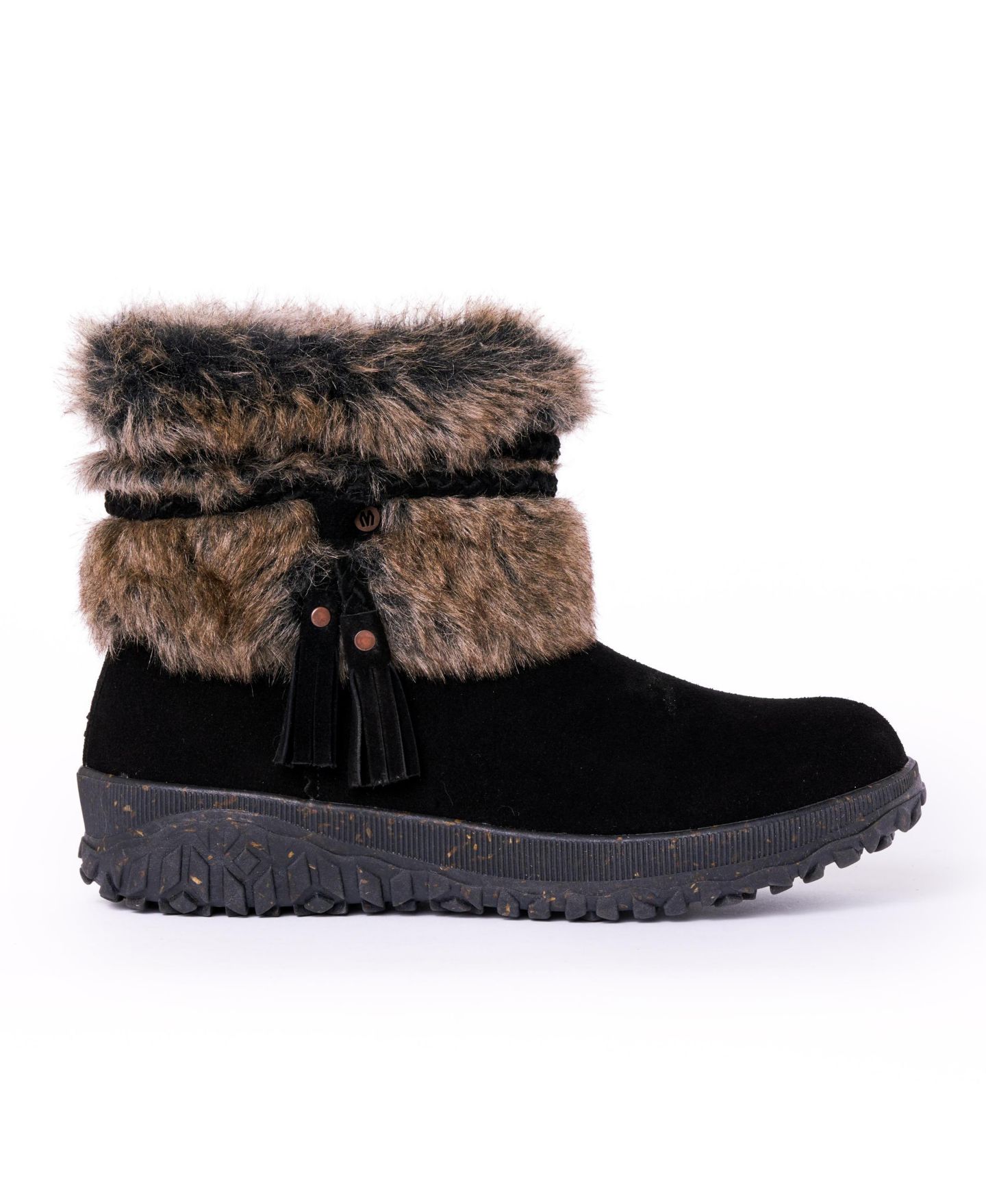 Женские замшевые зимние ботинки Minnetonka Everett 2 с искусственным мехом, цвет: Чёрный — фото 4