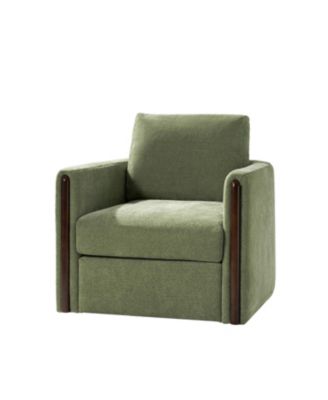 Verdino  Modern Down-filled Solid Wood Swivel Barrel Chair