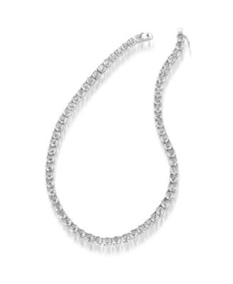 Elegant White Gold Plated 5MM Round CZ Tennis Necklace