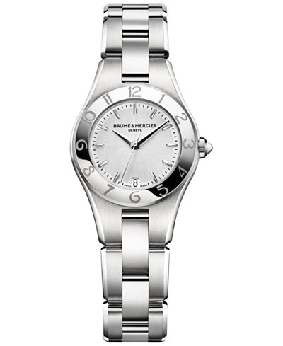 Baume & Mercier Women's Swiss Linea Stainless Steel Bracelet Watch with Interchangeable Black Satin Strap 27mm M0A10009
