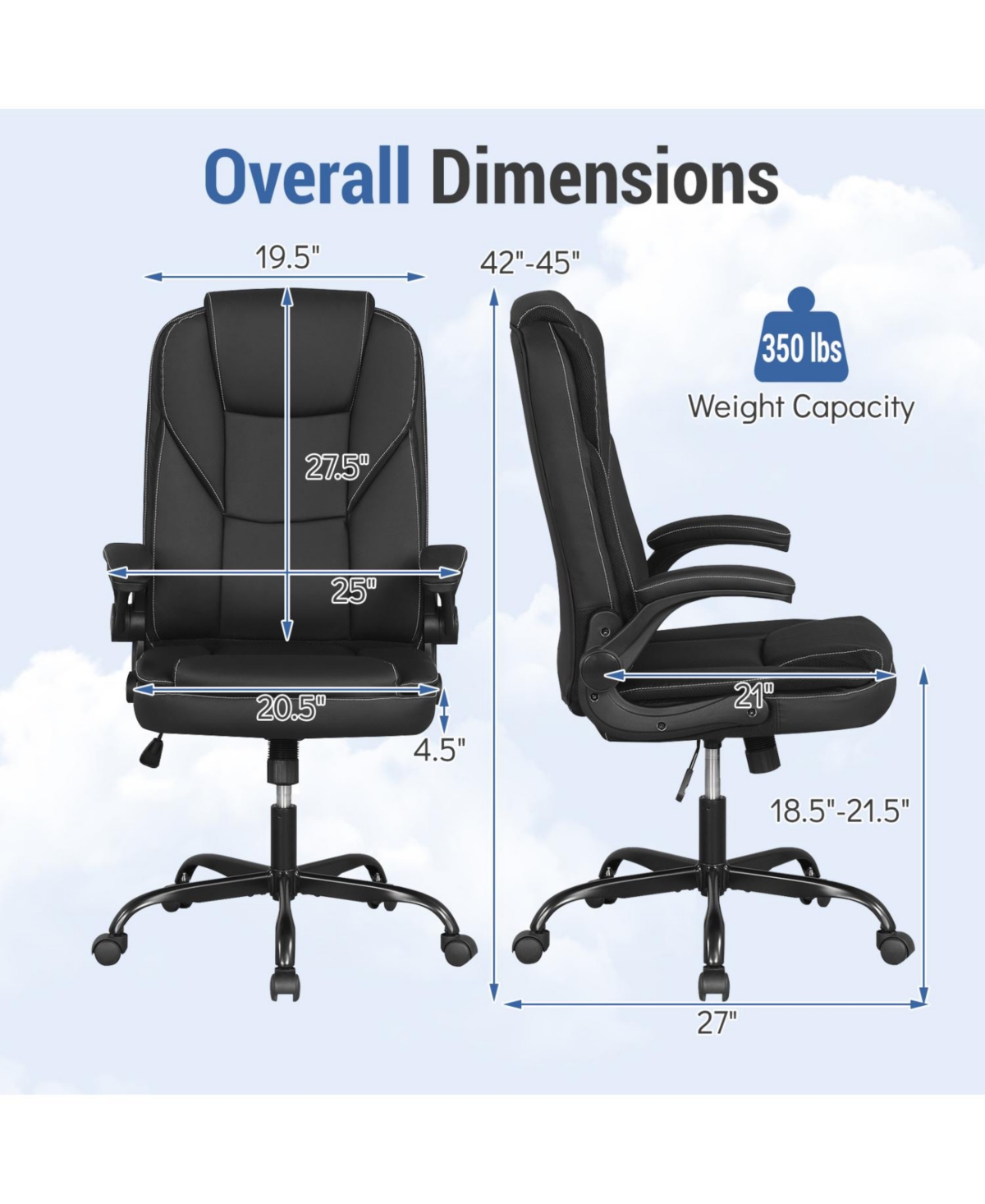 Slickblue Ergonomic Leather Computer Desk Chair for Home Office Comfort
