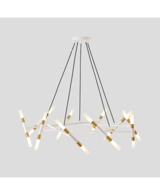41" Modern Chandelier Light Fixture, Branch Design with Frosted Tubes, Cords, Adjustable Height Pendant Light