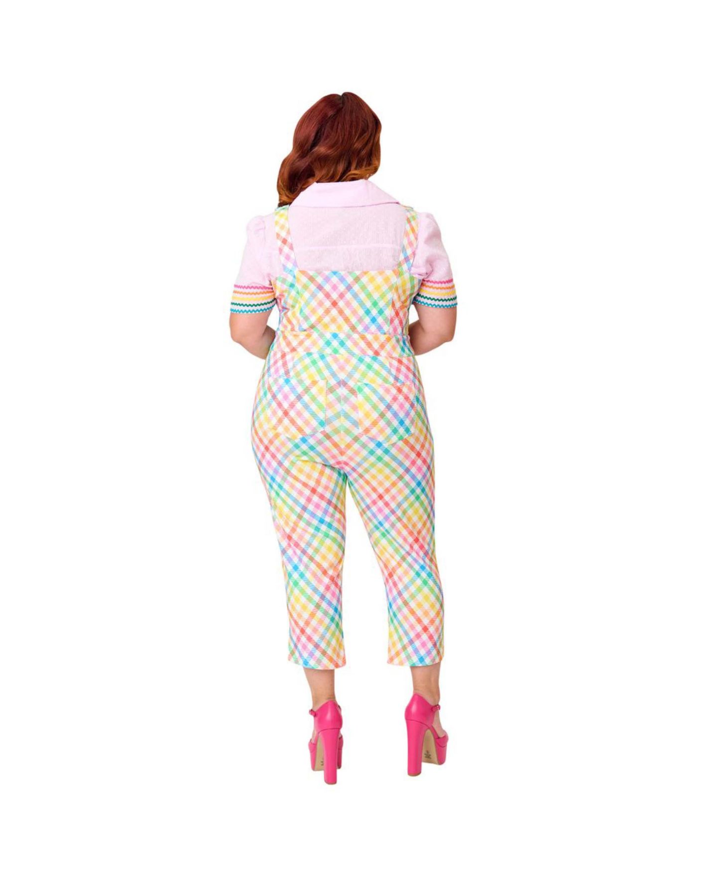Женский комбинезон Unique Vintage Plus Size 1970s Eartha Jumpsuit, цвет: Белый в мелкую клетку — фото 2