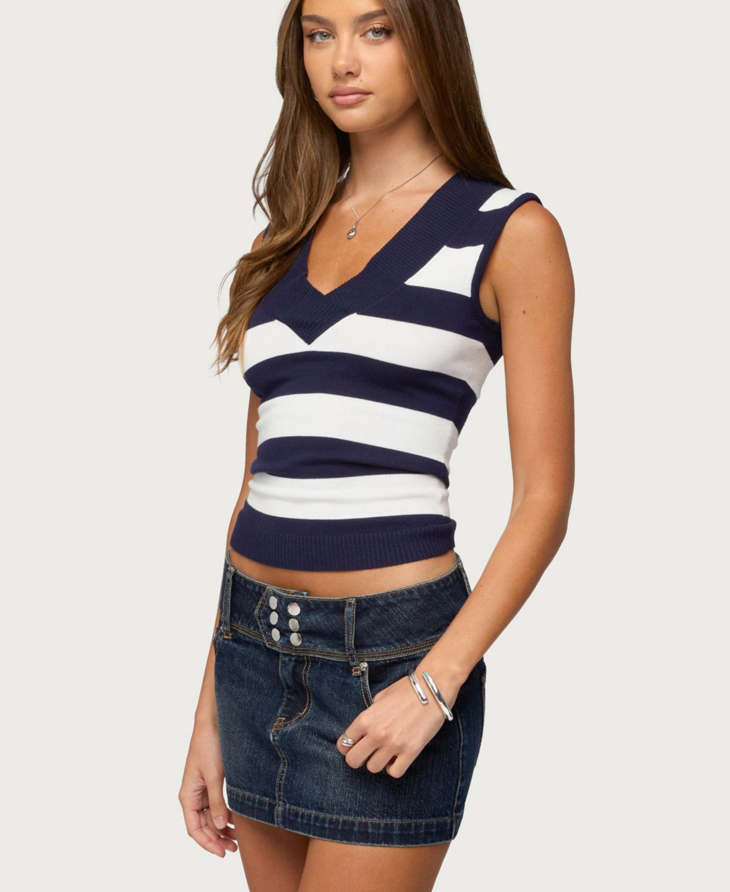 Women's Briarie Striped Knit V Neck Top