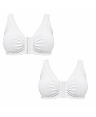 Women's Ease Cotton Front Closure Bra for Mastectomy 2-Pack