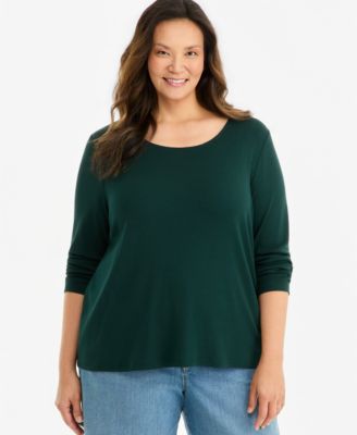 Plus Size Long-Sleeve Scoop-Neck Top