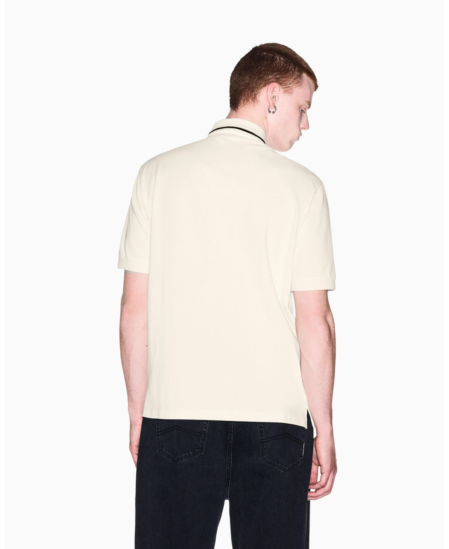 Men's Pique Tipping Wording Polo Shirt