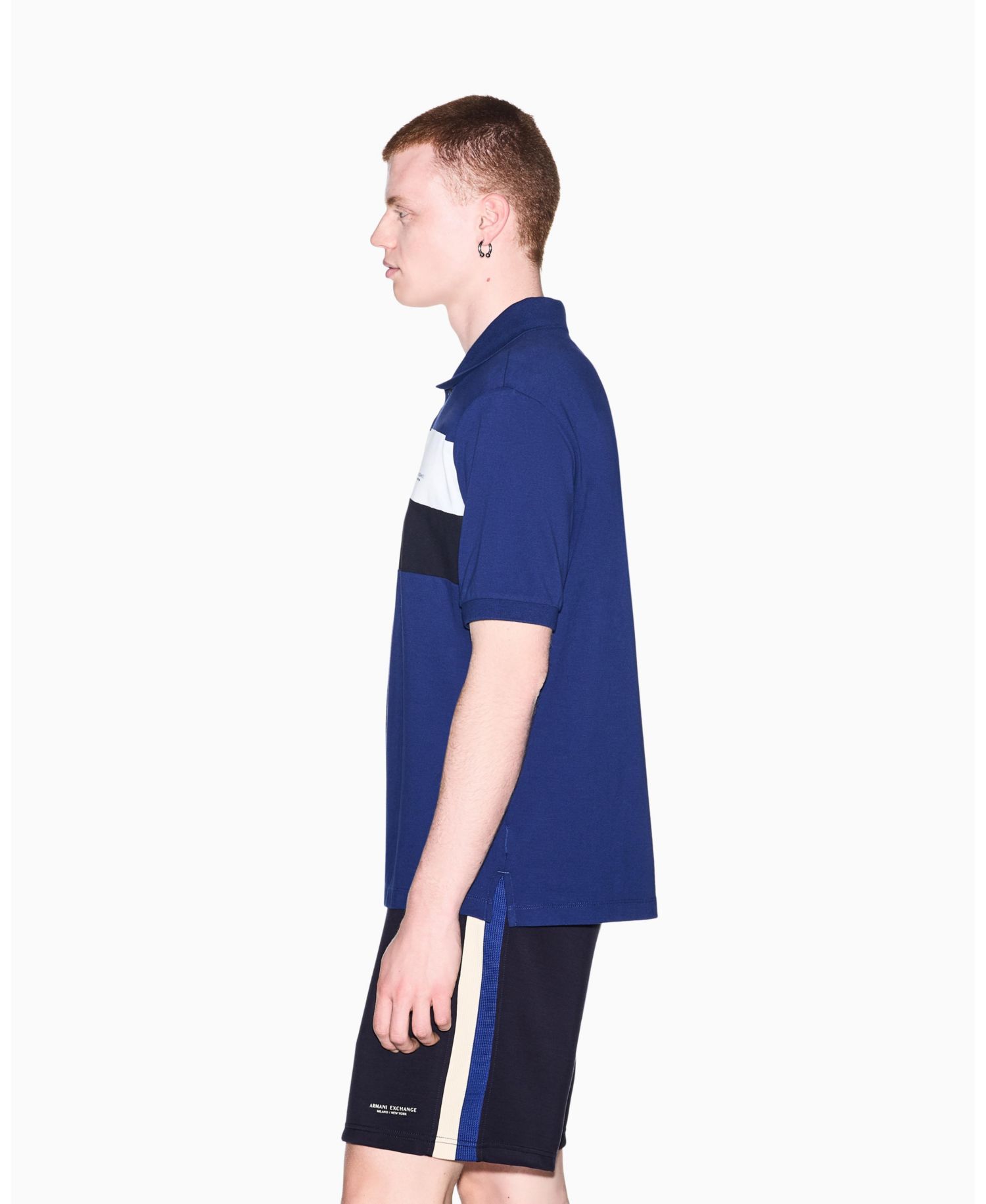 Men's Pique Color Block Polo Shirt