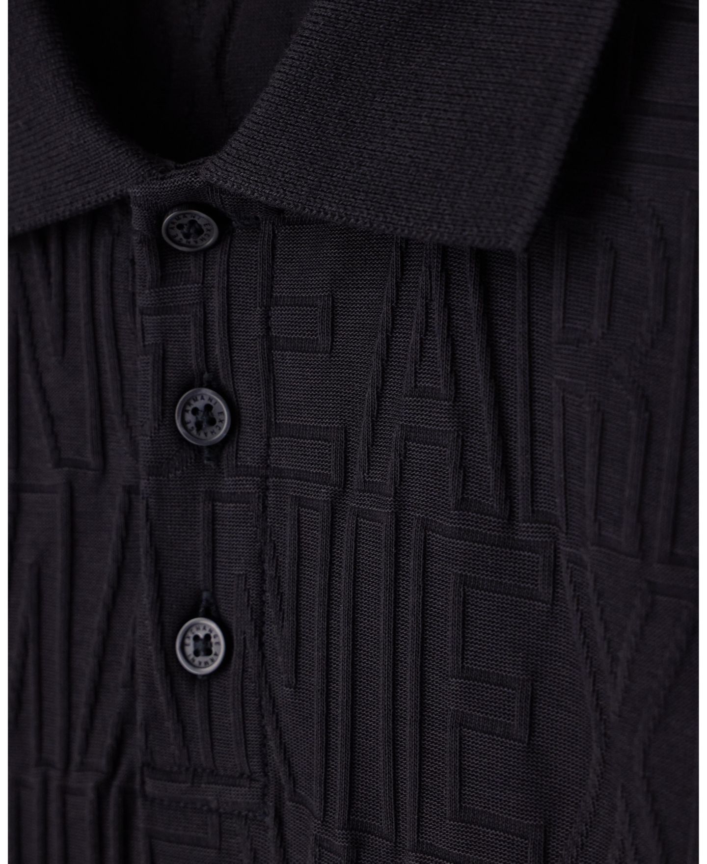 Мужское поло A|X Armani Exchange Mercerized Jacquard Cotton All Over Logo Polo Shirt, цвет: Чёрный — фото 6