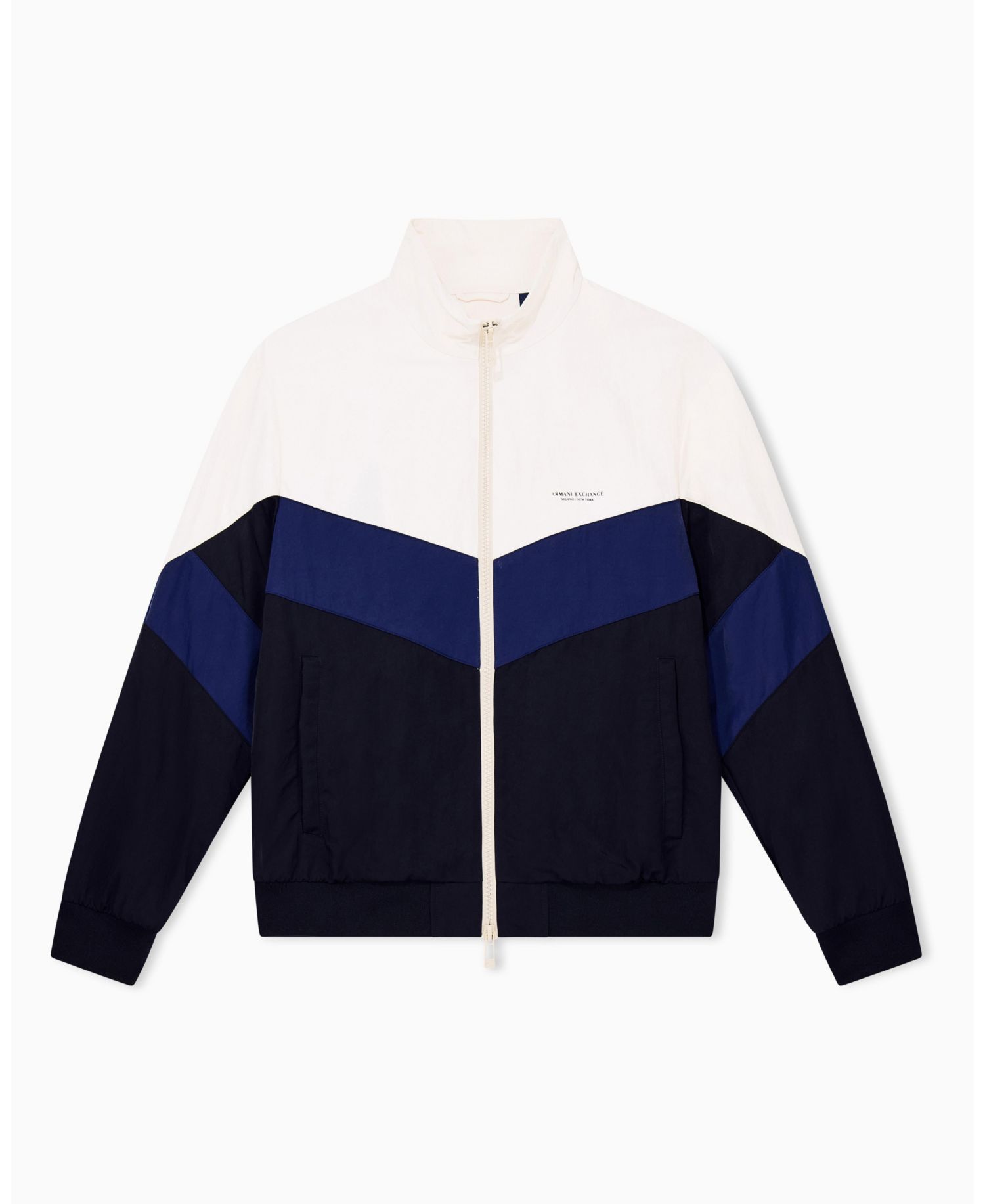 Men's Nylon Chevron Color Block Jacket