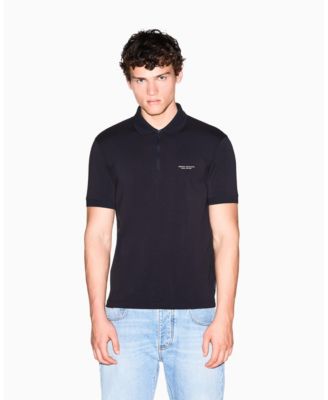 Men's Short Sleeves Zip Cotton Polo Shirt