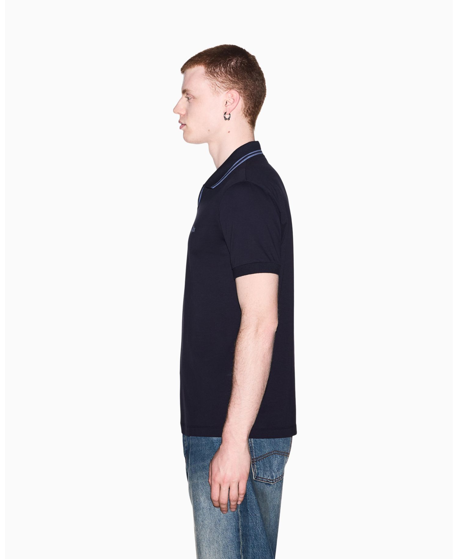 Men's Mercerized Tipping Johnny Collar Polo Shirt