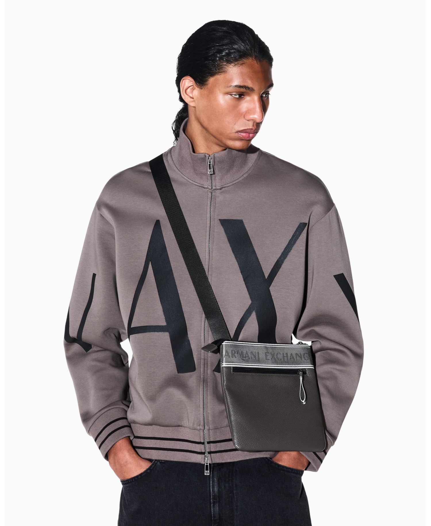 Men's Taping Flat Crossbody Bag