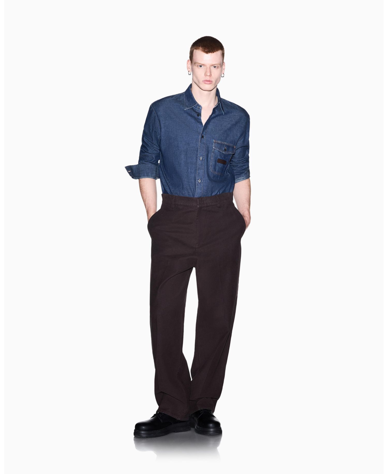 Men's Long Sleeve Cotton Denim Woven Shirt