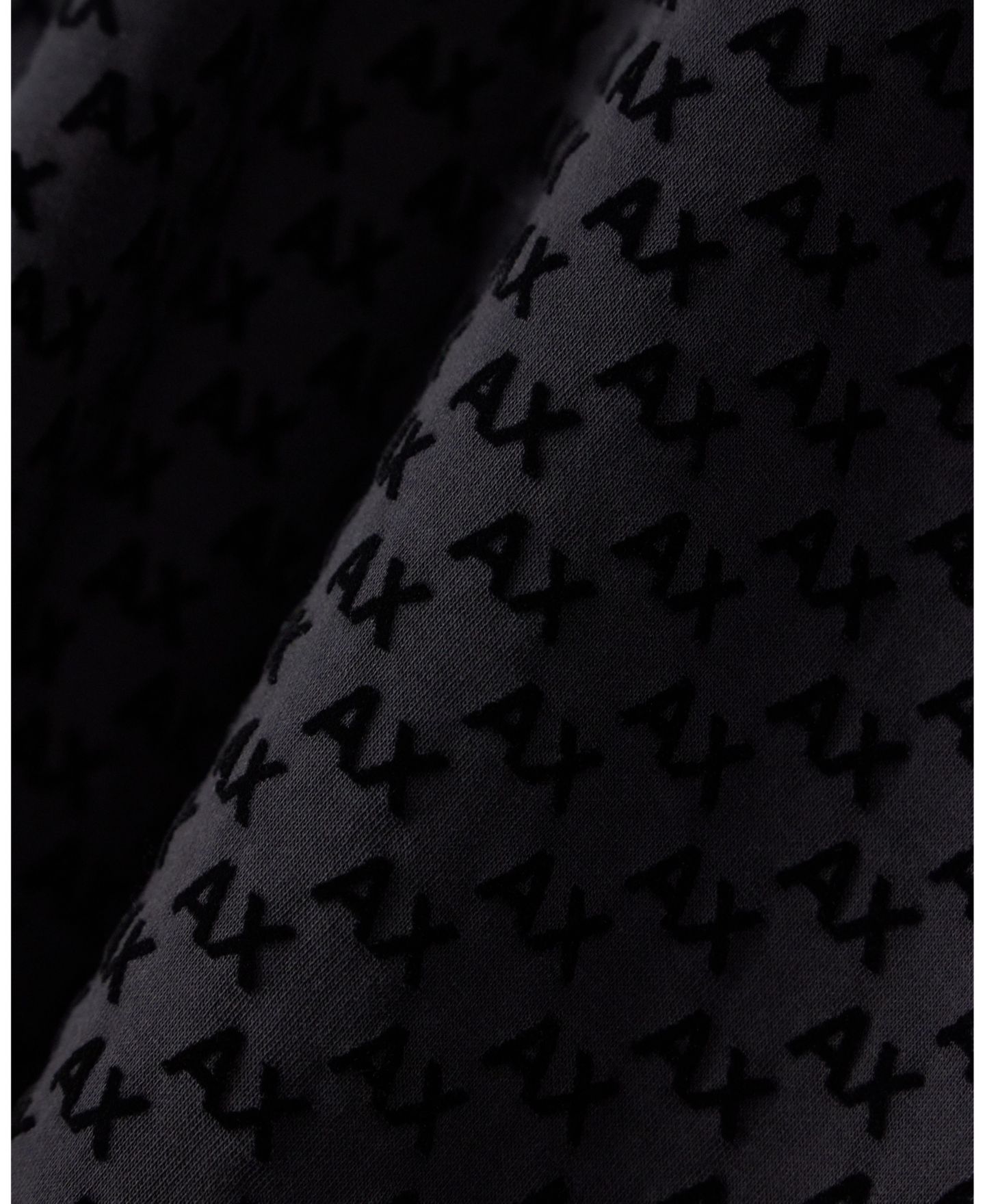 Мужское худи A|X Armani Exchange Bonded Cotton Flocked All Over Logo, цвет: Чёрный — фото 3