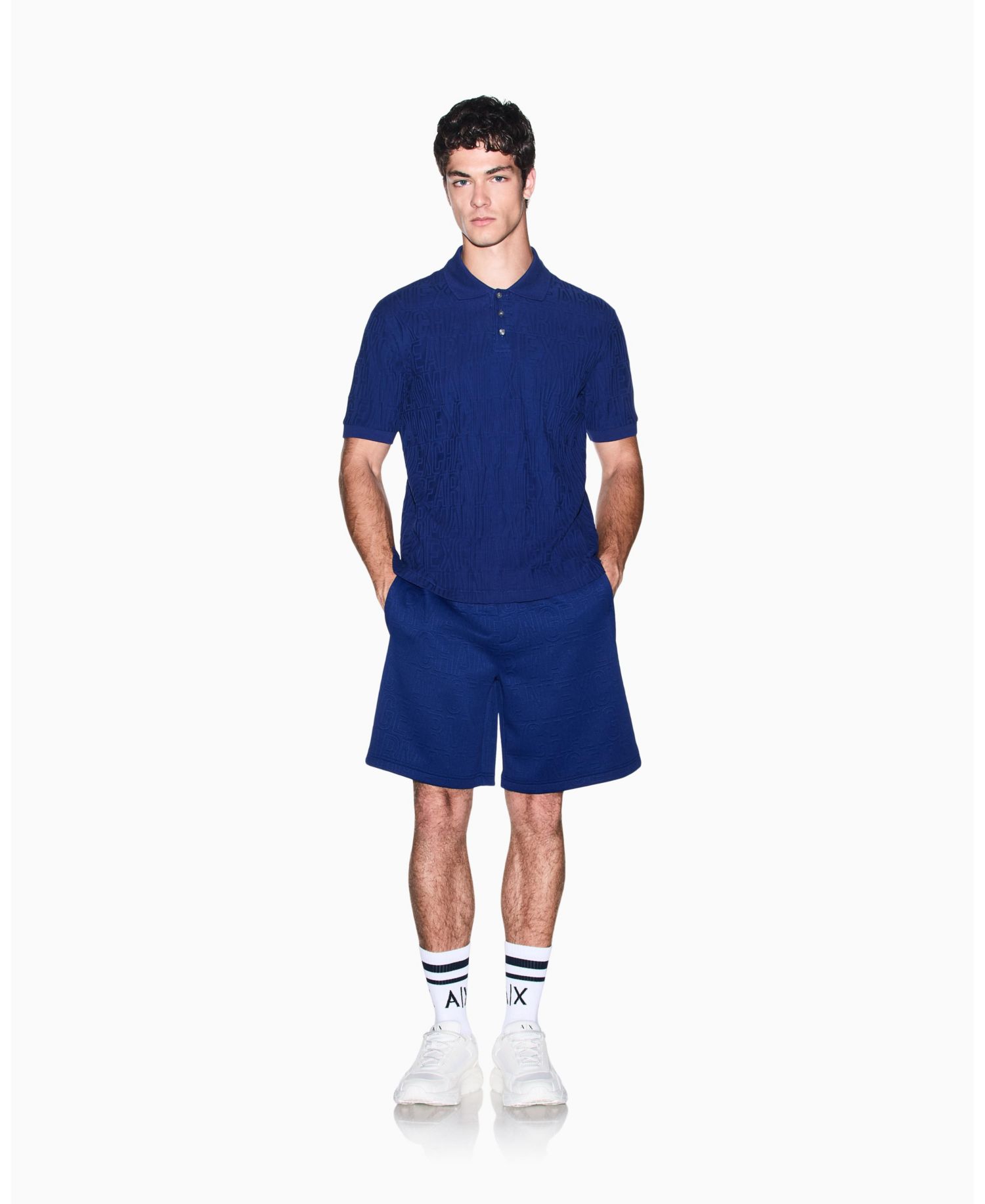 Men's Mercerized Jacquard Cotton All Over Logo Polo Shirt