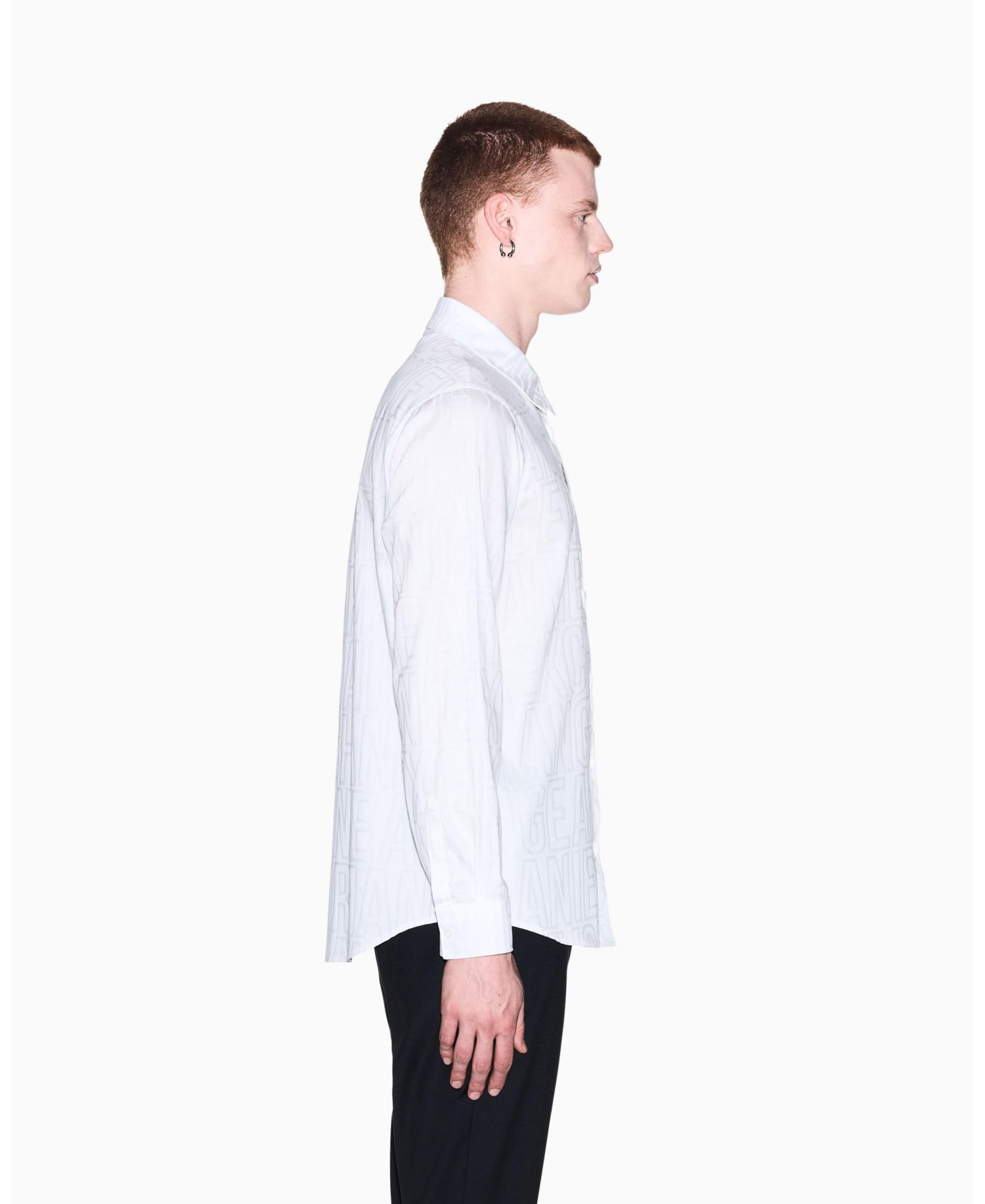 Men's Cotton Jacquard All Over Logo Woven Shirt