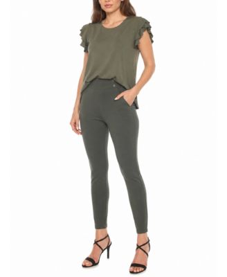 Women's Flutter-Sleeve Top and Scuba Pants Set