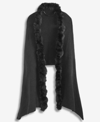 Women's Knit Twisted Faux-Fur-Trim Wrap