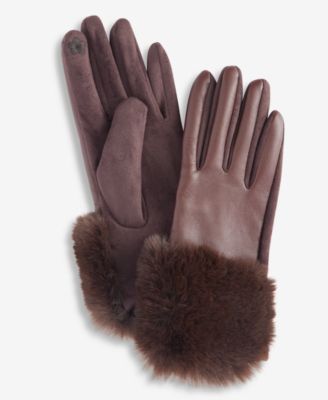 Women's Asymmetrical Faux-Fur-Trim Gloves