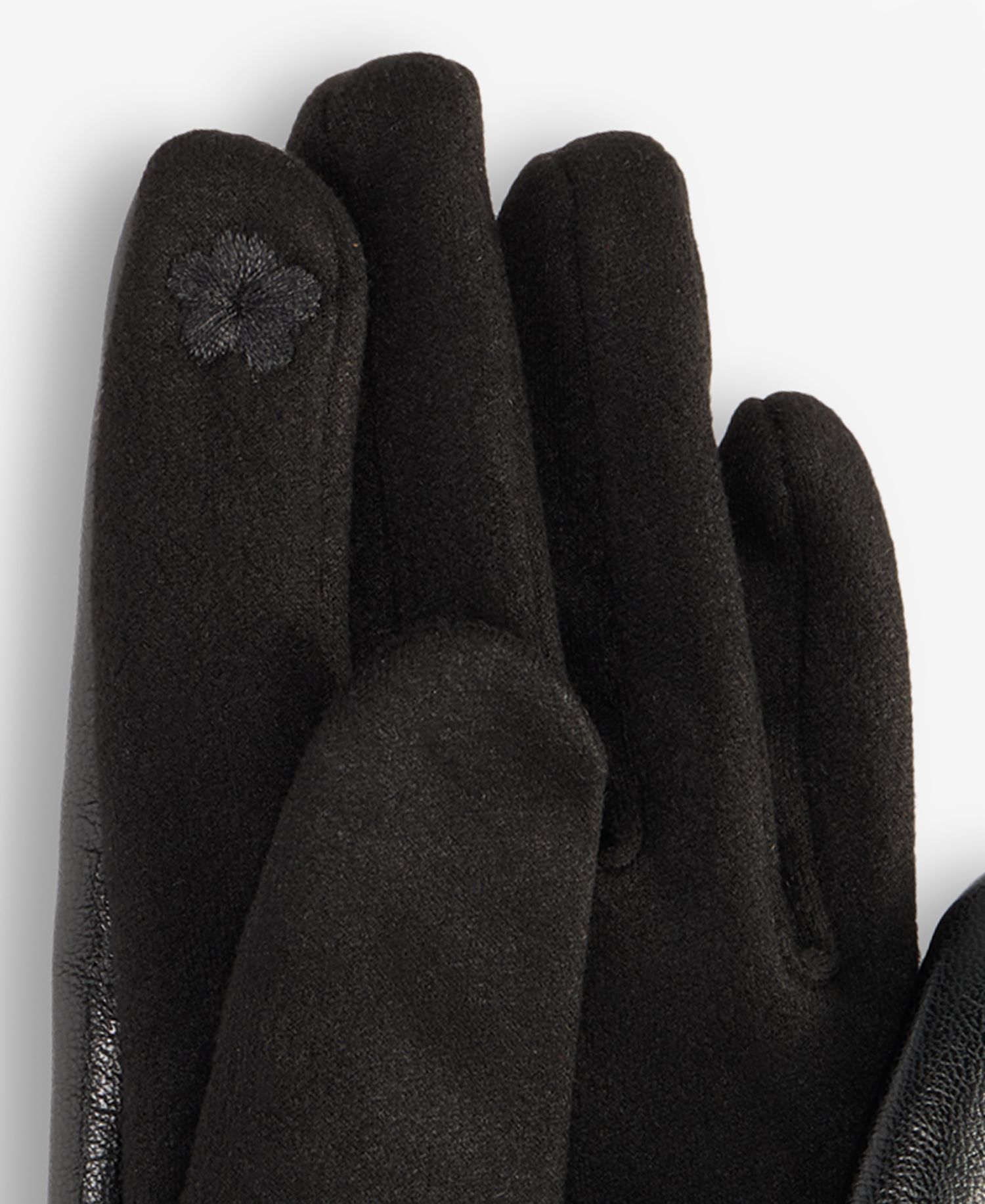 Women's Brooch Faux-Leather Gloves
