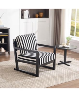 Stripe Accent Chair, Modern Upholstered Armchair in Fabric, For Living Room Bedroom Apartment, Easy Assembly