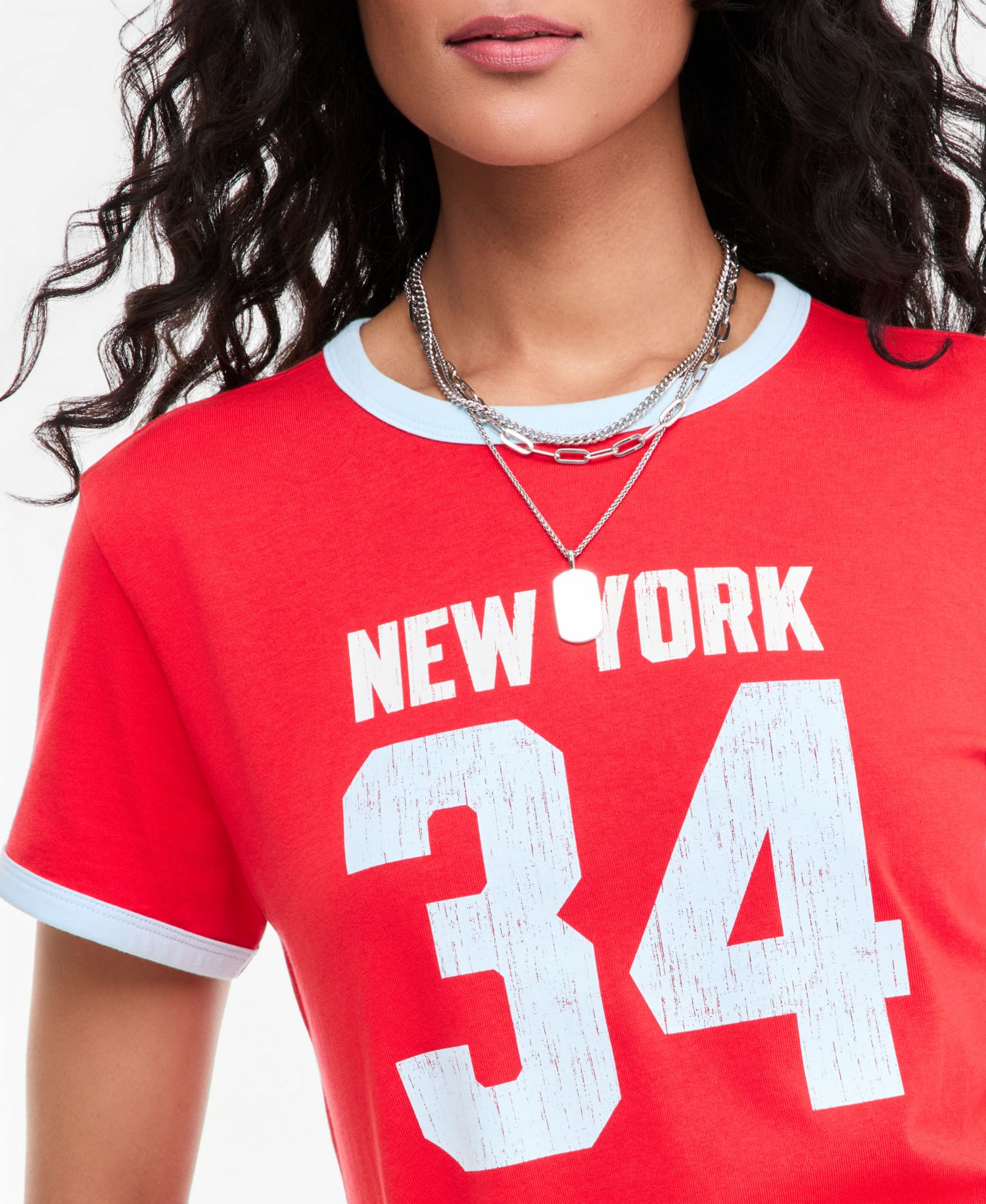 Women's Sporty Graphic Ringer T-Shirt