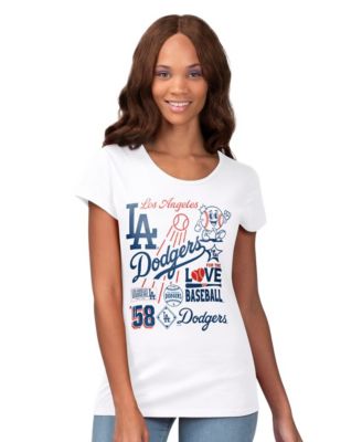 Women's White Los Angeles Dodgers Endzone Collage T-Shirt