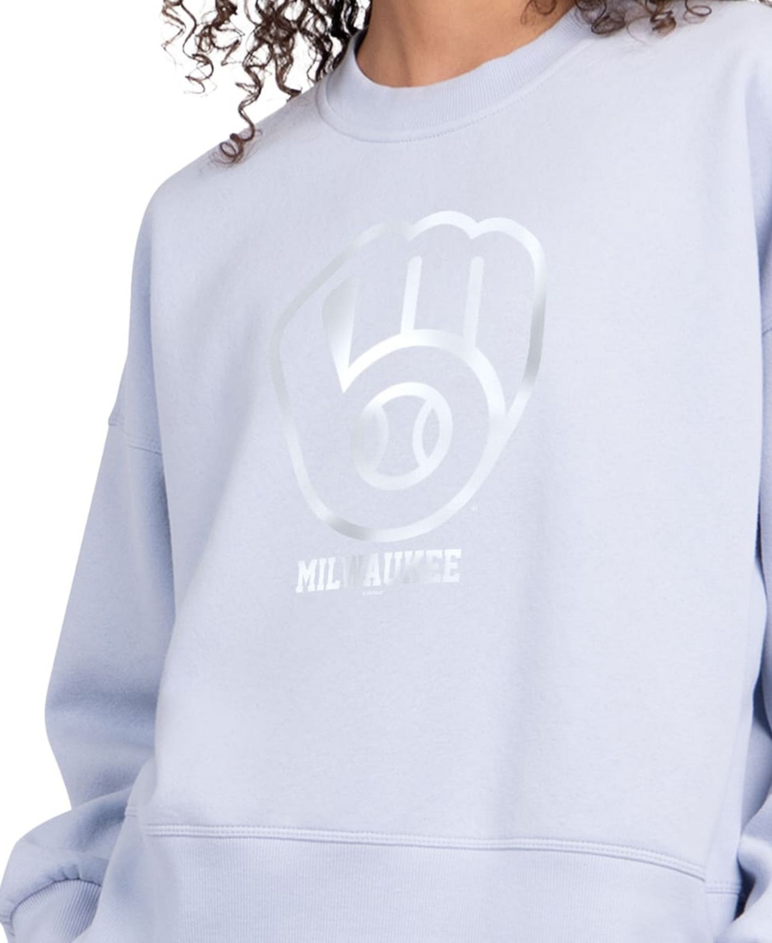 Women's Light Blue Milwaukee Brewers Pastels Boxy Fleece Sweatshirt