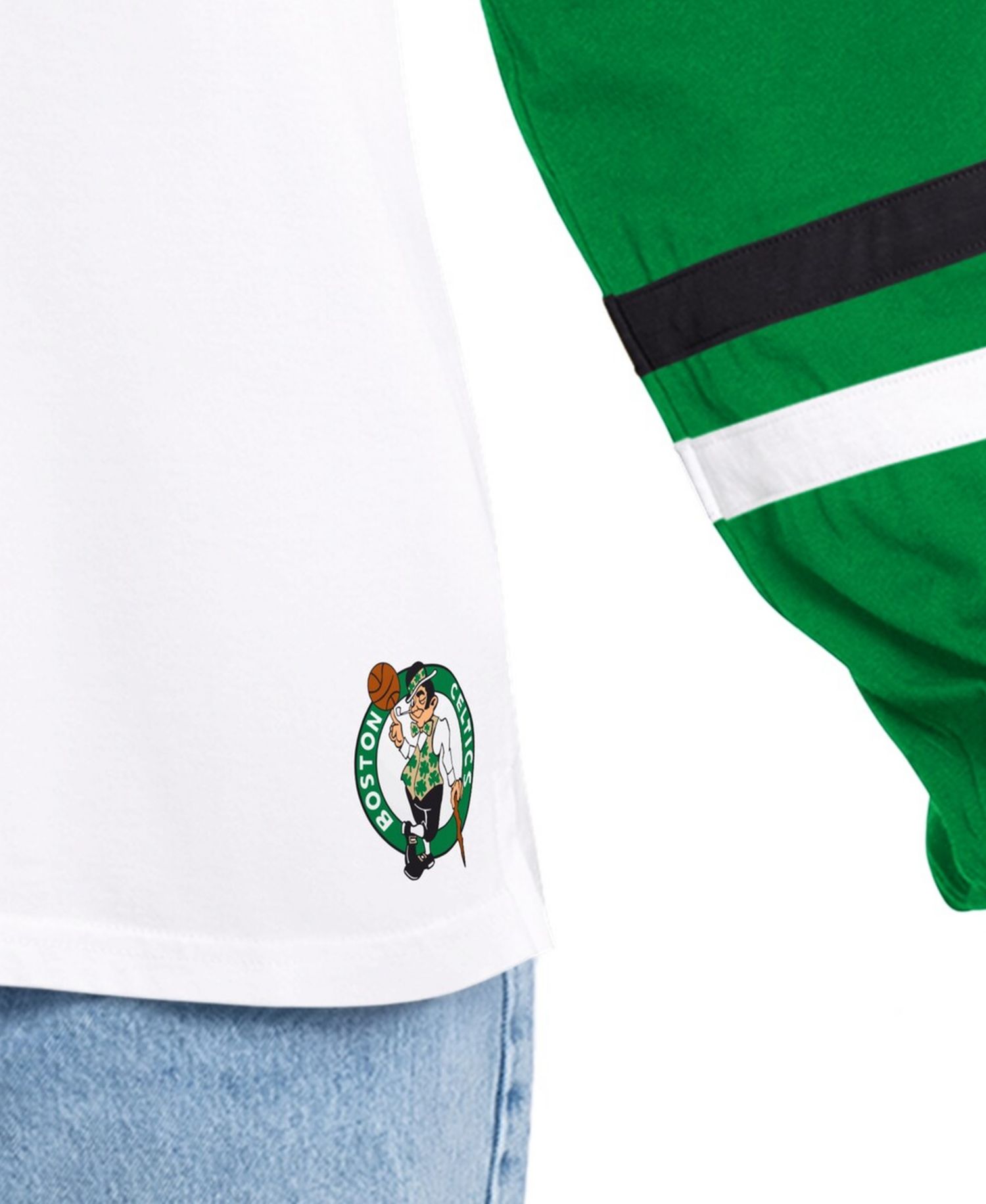 Women's White/Green Boston Celtics Key Player Oversized Hooded Long Sleeve T-Shirt