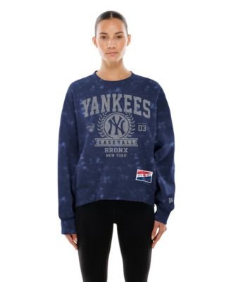 Women's Navy New York Yankees Throwback Oversized Boxy Sweatshirt