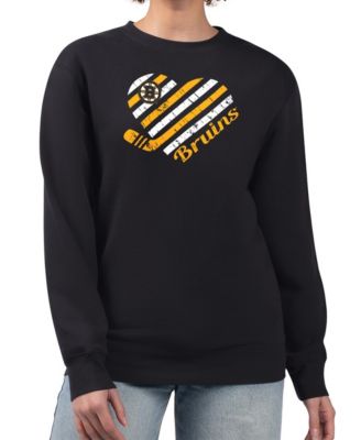 Women's Black Boston Bruins Heart Graphic Pullover Sweatshirt