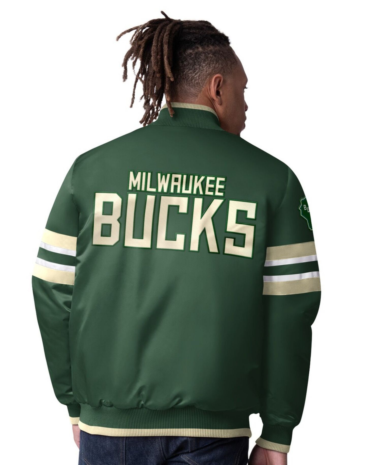 Men's Hunter Green Milwaukee Bucks Scout Varsity Satin Full-Snap Jacket