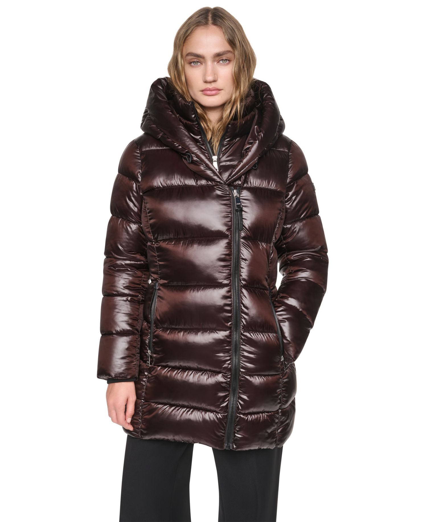 Women's Pearlized Hooded Walker with Bib Coat