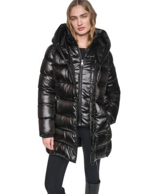 Women's Pearlized Hooded Walker with Bib Coat