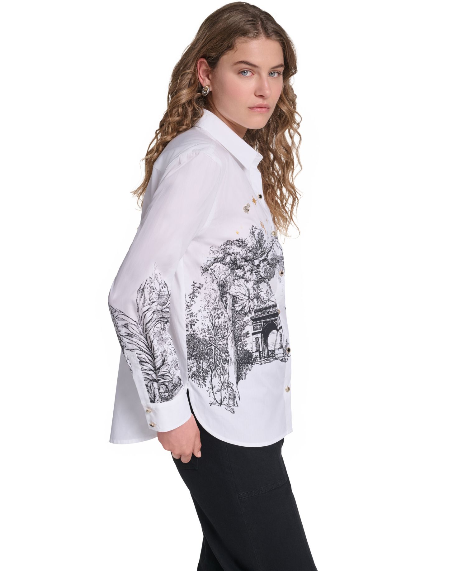 Petite Parisian Graphics Long-Sleeve Shirt