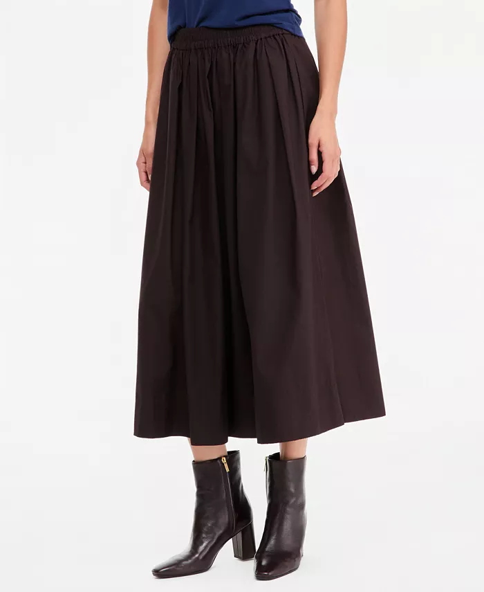 Women's Pull-On Cotton Poplin Midi Skirt - thumbnail 4