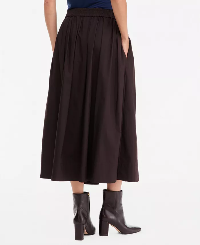 Women's Pull-On Cotton Poplin Midi Skirt - thumbnail 5