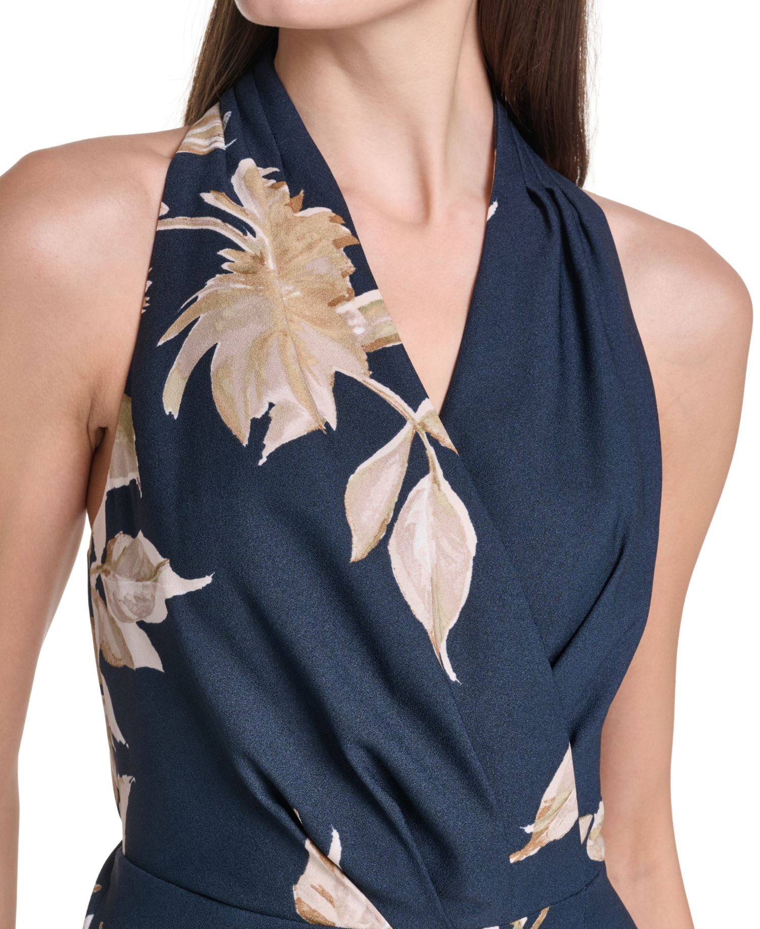 Women's Floral Halter Neck A-Line Dress