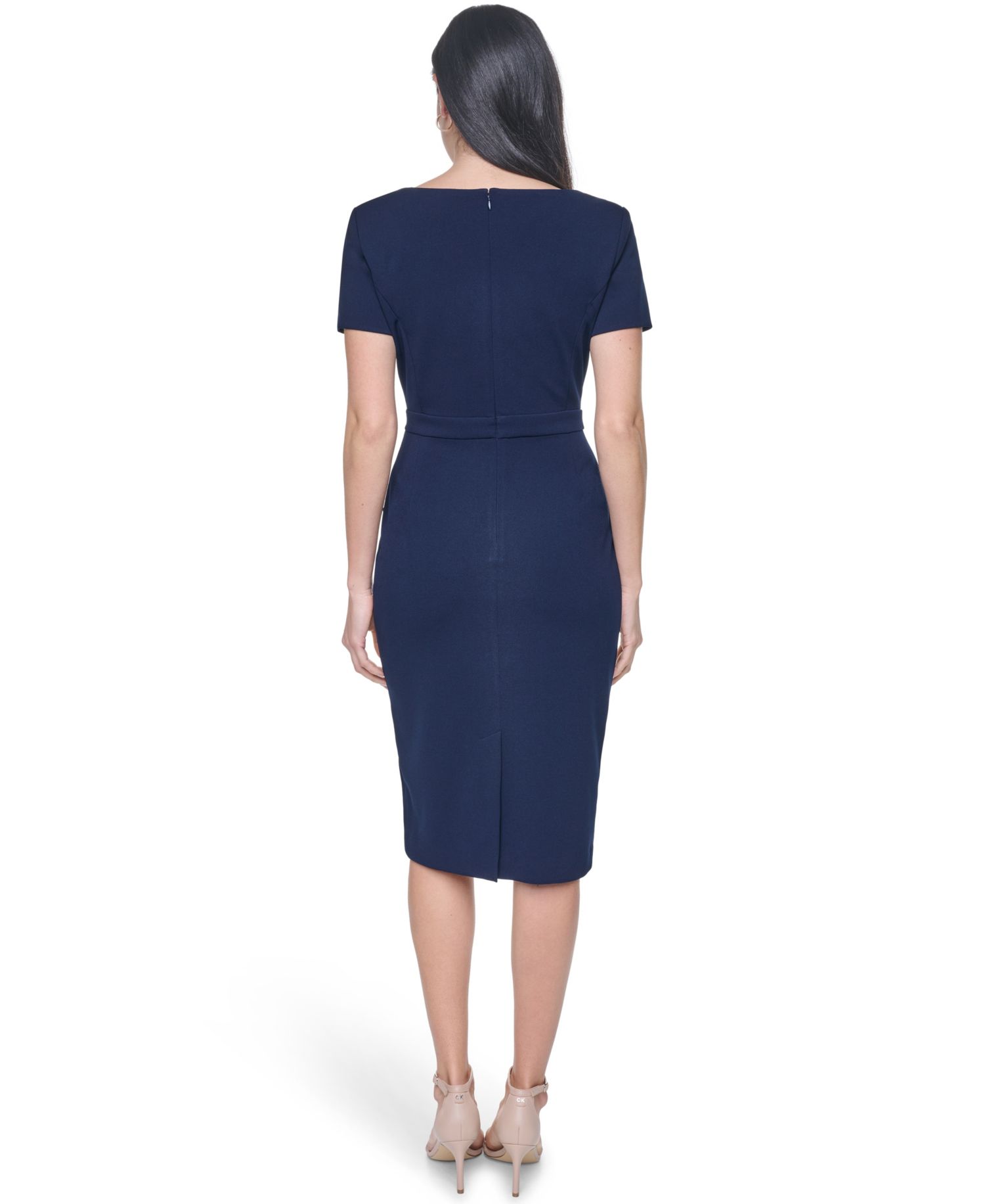 Women's Short-Sleeve V-Neck Sheath Dress